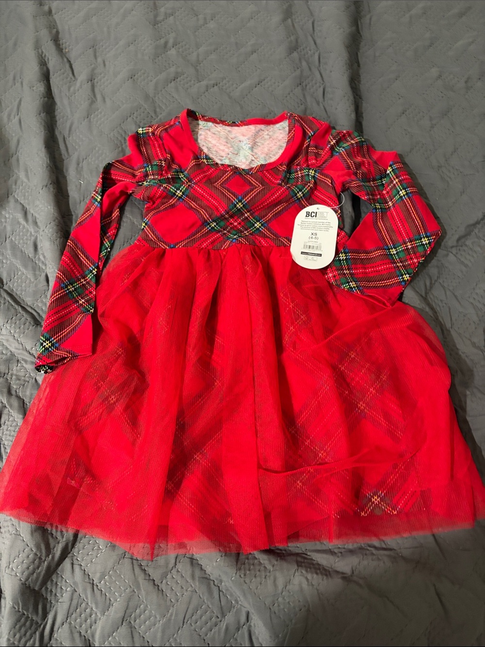 wonder nation Red Plaid Tulle Party Dress